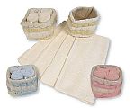 Paquet de 4 débarbouillettes en coton pour bébé dans un panier