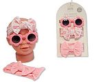 2 bandeaux avec nœud  et lunettes solaires set - Rose - Grossiste et Fournisseur