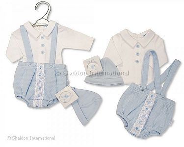 2 pcs ensemble avec dentelle et bonnet pour bébé garçon prématuré - Grossiste et Fournisseur