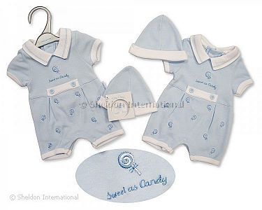 Barboteuse et bonnet set pour bébé garçon prématuré - Doux comme bonbons - Grossiste et Fournisseur