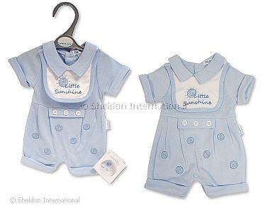 Barboteuse bébé garçon prématuré avec bavoir - Petit Soleil - Grossiste et Fournisseur