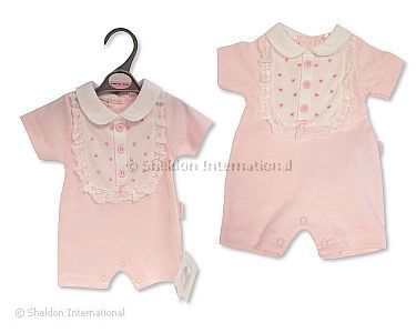 Barboteuse bébé fille prématuré avec dentelle et nœud - Cœurs - Grossiste et Fournisseur