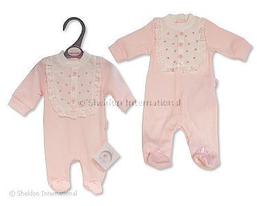 Pyjama bébé fille prématuré avec dentelle et nœud - Cœurs - Grossiste et Fournisseur
