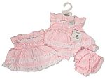 Robe bébé prématuré à volants avec smockage et nœuds - Grossiste et Fournisseur