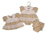 Robe bébé prématuré avec dentelle, smockage et nœud - Grossiste et Fournisseur