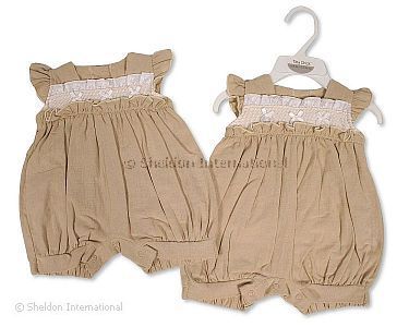 Barboteuse avec smockage et nœuds pour bébé prématuré - Grossiste et Fournisseur